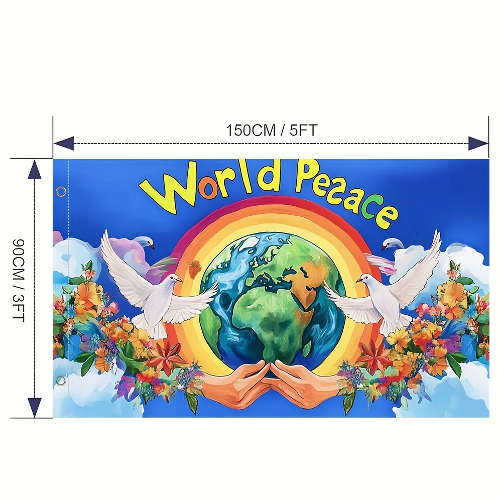 World Peace Dove Earth Rainbow Garden Flag Durable Polyester Outdoor Decor