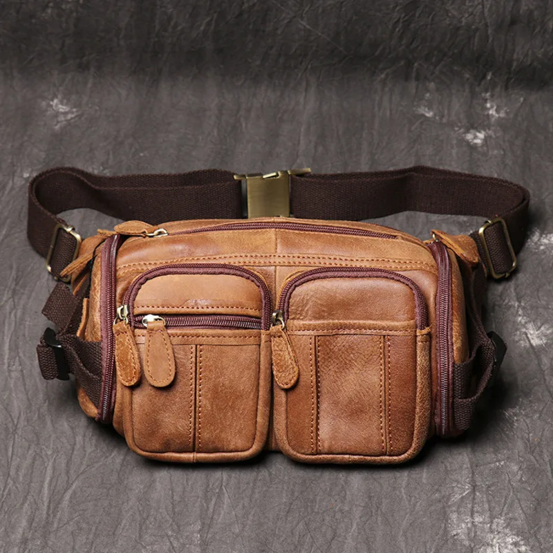 New Matte Leather Men's Chest Vintage Women's Waist Hiking Sports Single Shoulder Crossbody Motorcycle Bag