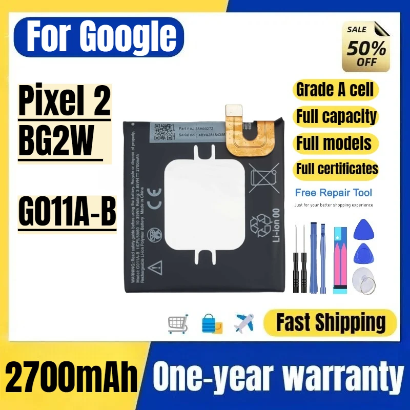 

Аккумулятор G011A-B для Google Pixel 2/BG2W, высококачественная батарея большой емкости, замена аккумулятора, элементы класса A, с инструментами