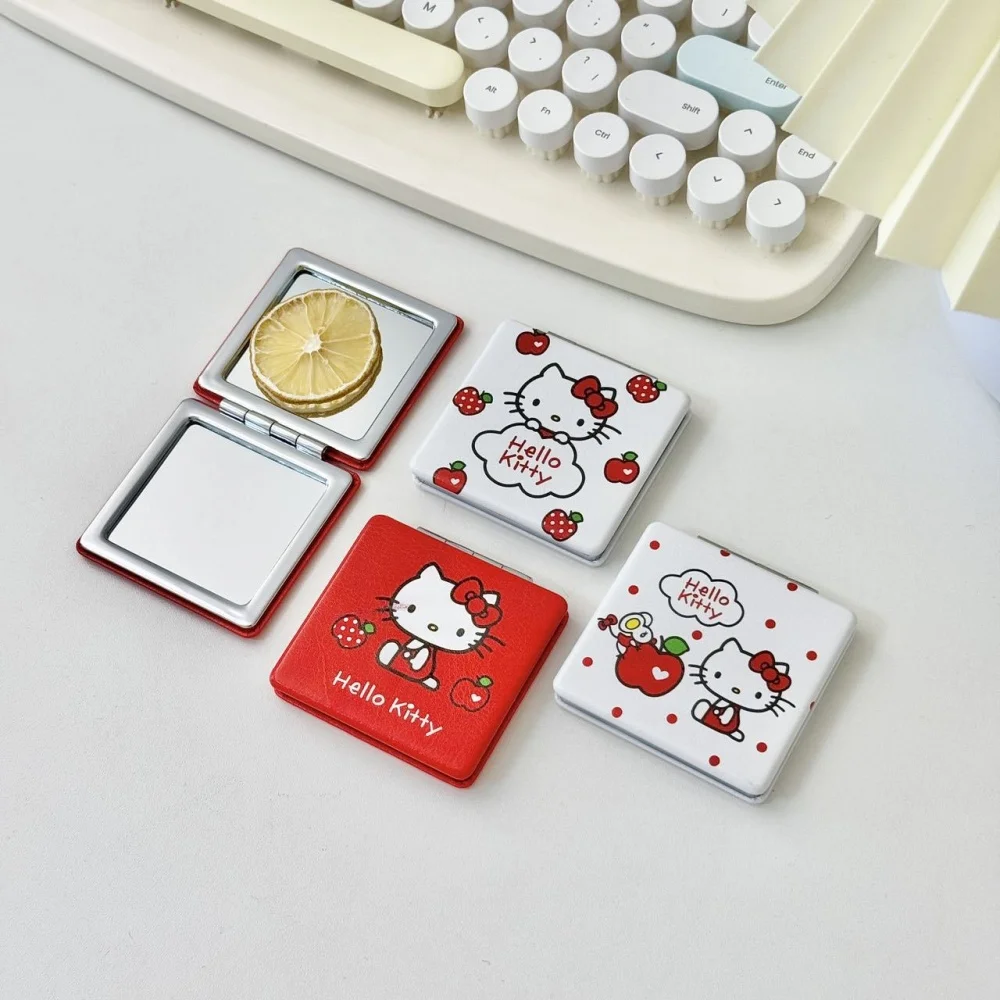1 Stück Hello Kitty Doppelseitiger Kleiner Kosmetikspiegel Tragbarer Niedlicher Cartoon-Mädchenherz-Spiegel – Detail 7