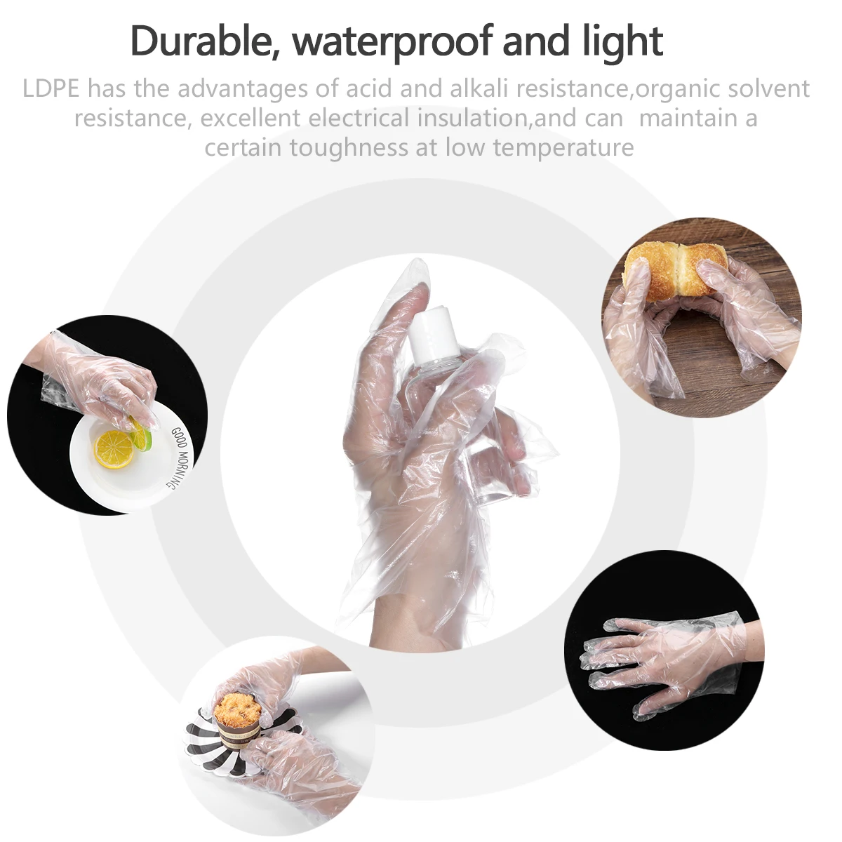 

500pcs Disposable Plastic Gloves for Daily Use Food Grade Polyethylene Ideal for Housework Beauty Cleaning Pet Care Crafts