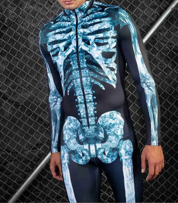 Disfraz de Halloween para hombre, traje Zentai Sexy ajustado con patrón artístico, Cyberpunk, Steampunk, Carnaval