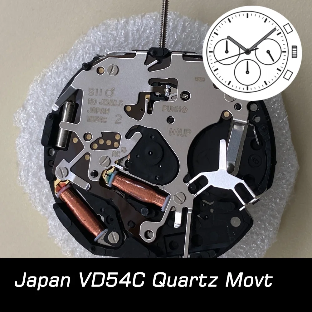 Japon 3H VD54C Quartz mouvement chronographe Date 24 H indicateur pour montre-bracelet à trois yeux mécanisme accessoires pièces de réparation