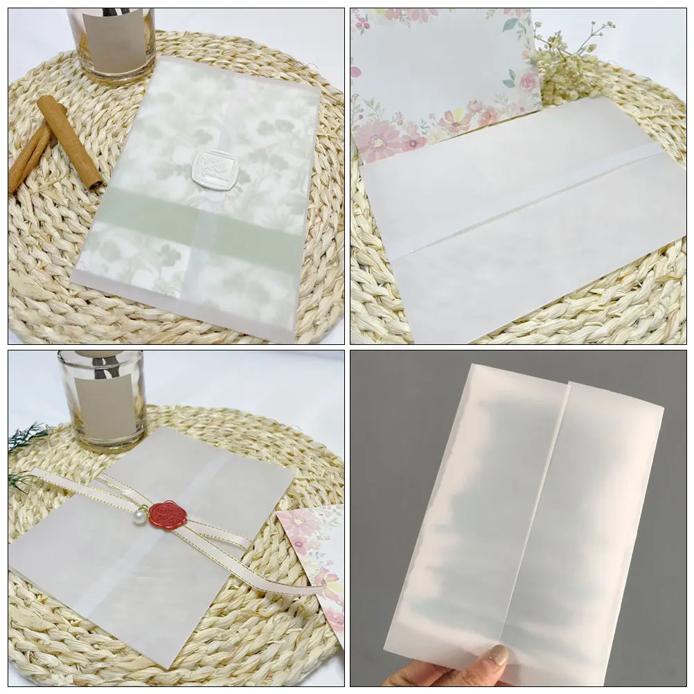 

30Pcs Translucent Paper Envelopes Craft Paper Wedding Invitation Covers Elegant Liners Wedding Greeting Card Envelopes Festive