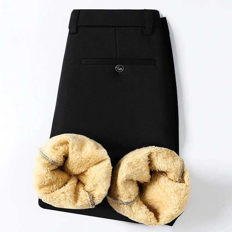 Vielseitige, kältebeständige Herrenhose mit dickem Plüschfutter, Stretch-Gürtelkompatibilität, für verschiedene Anlässe geeignet, lange Hose. – Detail 7