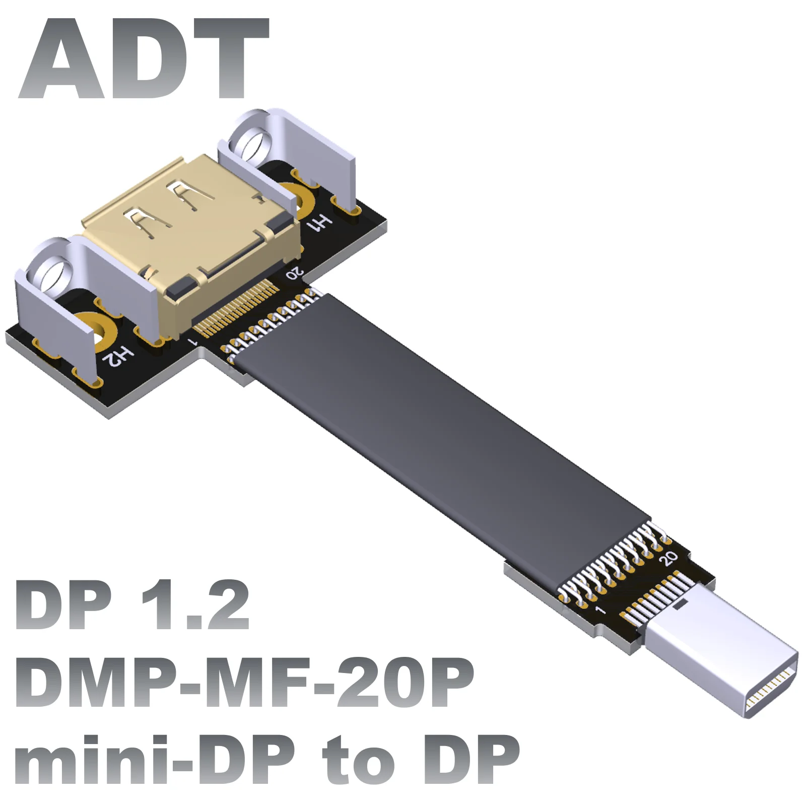 

ADT Standard DP to mini displayport1.2 extended adapter cable, high-definition curved corner, flat and thin