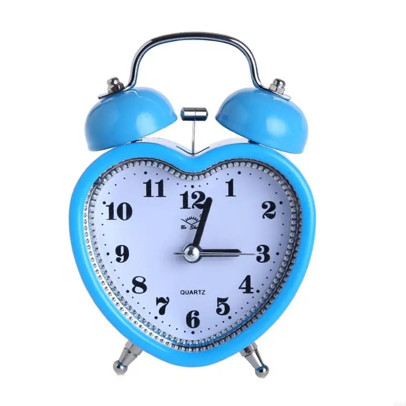 Q39B Heart Clock despertador No Ticking Silent Night Light para relojes para niños Dormitorio