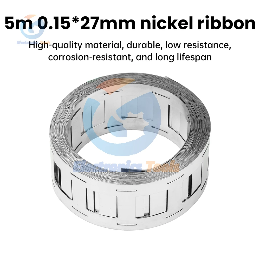 5M Striscia di Nichel 0.15*27mm Connettore Della Batteria Al Litio Placcatura Nichel Foglie 18650 Batteria 2P Kit di Strisce di Acciaio per Saldatura a punti