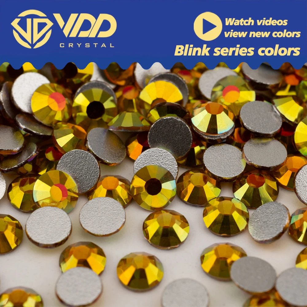 VDD 431 Glitz-Gold SS4-SS30 High Quality Glass Rhinestones Crystal Flatback Strass Diamond Stones For DIY Nail Art Accessories