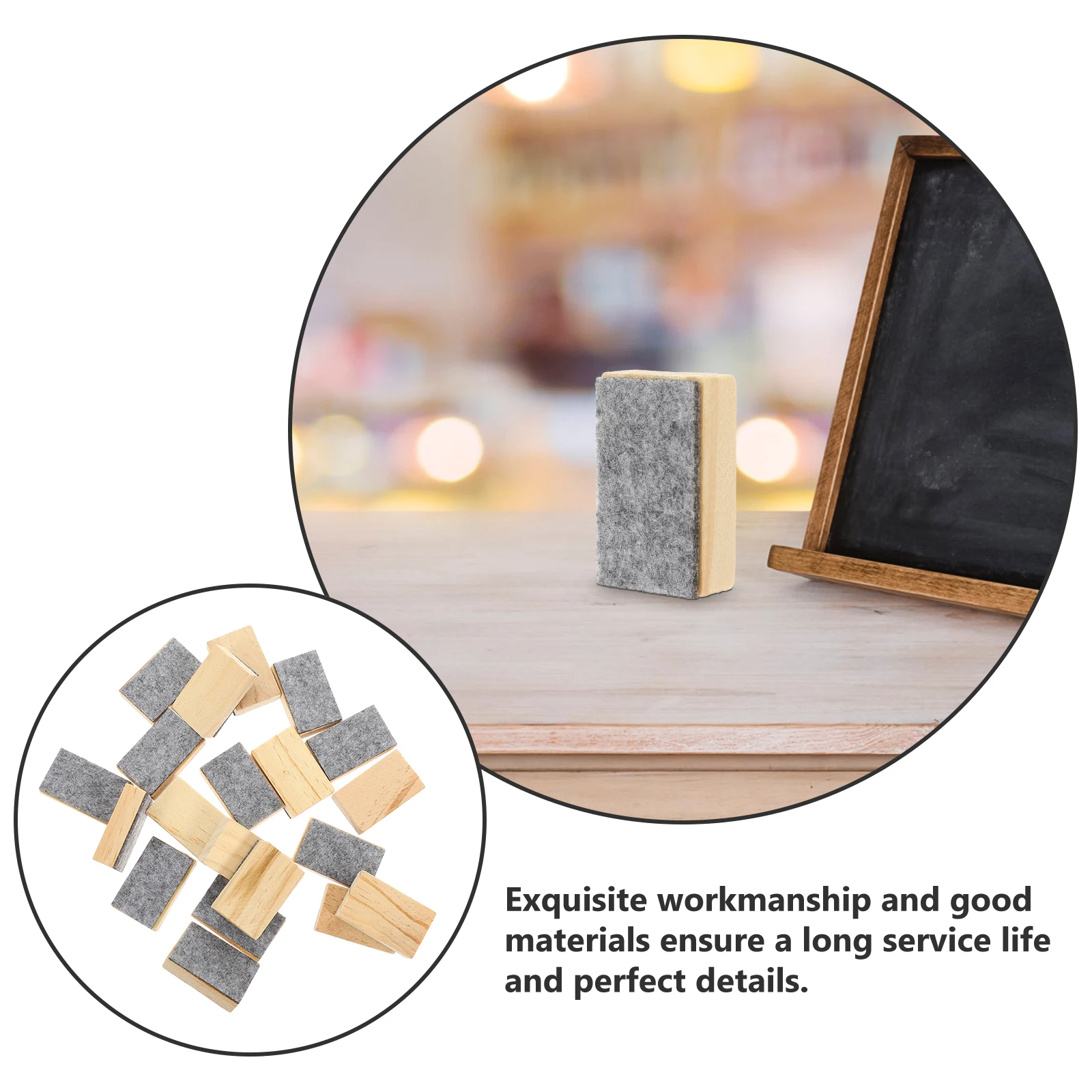 

20 Pcs Dry Erase Eraser Felt Chalkboard Cleaner Mini Wooden Eraser for Classroom Home Office School Supplies