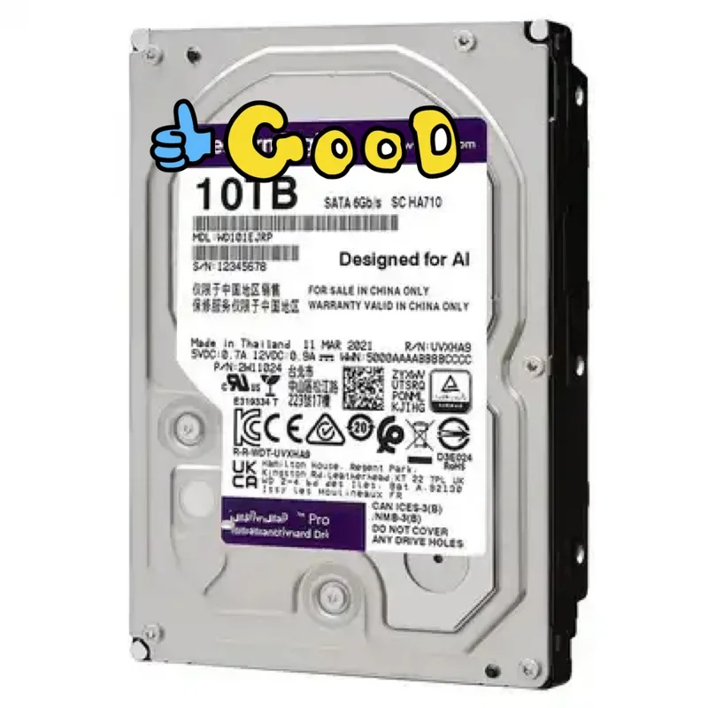 Purple 10TB 3.5 Surveillance WD82PURX Internal Hard Drive Class SATA 6/S HDD 7200Rpm 256M Cache