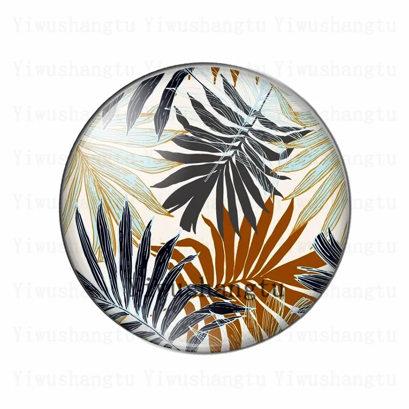 New gold leaf  greenery nice painting 12mm/20mm/25mm/30mm Round photo glass cabochon demo flat back Making findings