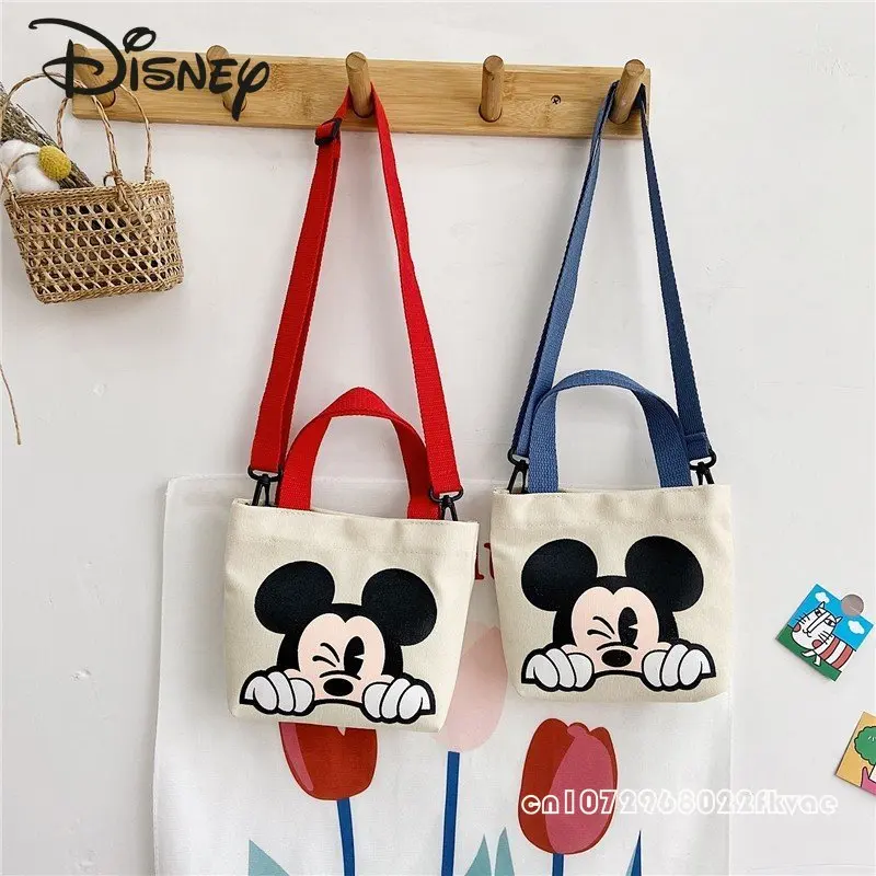 Disney mickey crianças crossbody saco de moda dos desenhos animados das mulheres bolsa de armazenamento de grande capacidade casual lona zero carteira