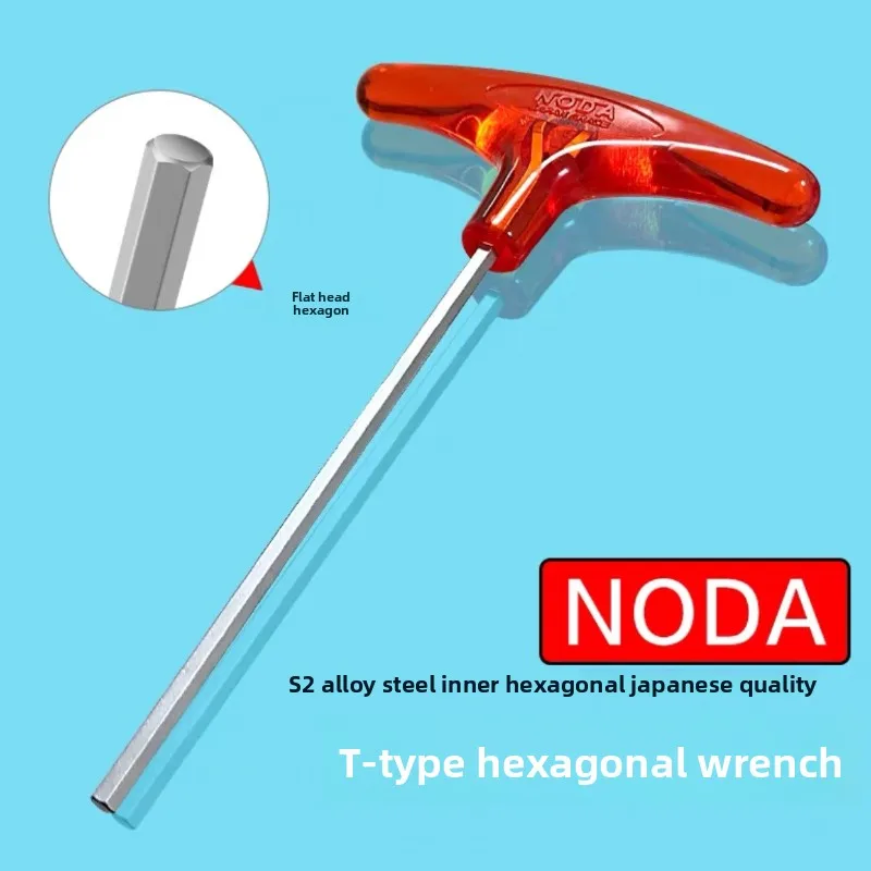 NODA Japanese Style T-Type Hexagon Wrench Metric 1.5 - 10mm Single Red Handle T-Type Hexagon Key Ideal for Mechanical Repair