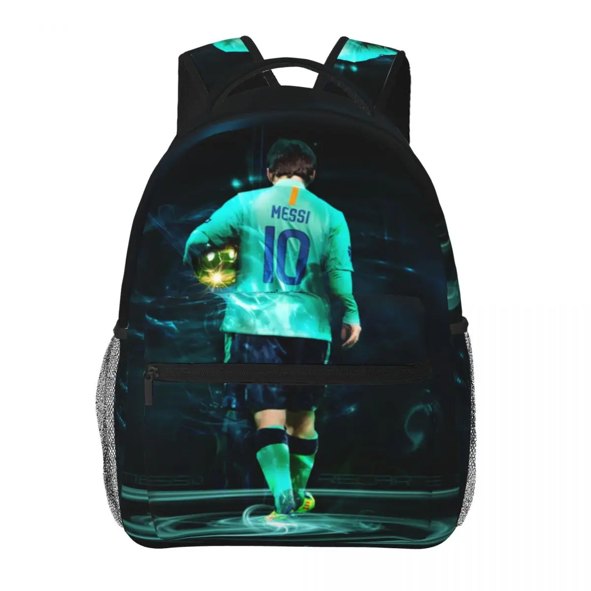 Tas sekolah ringan motif Messi-10, untuk sekolah, luar ruangan, belanja, kantor 17 inci