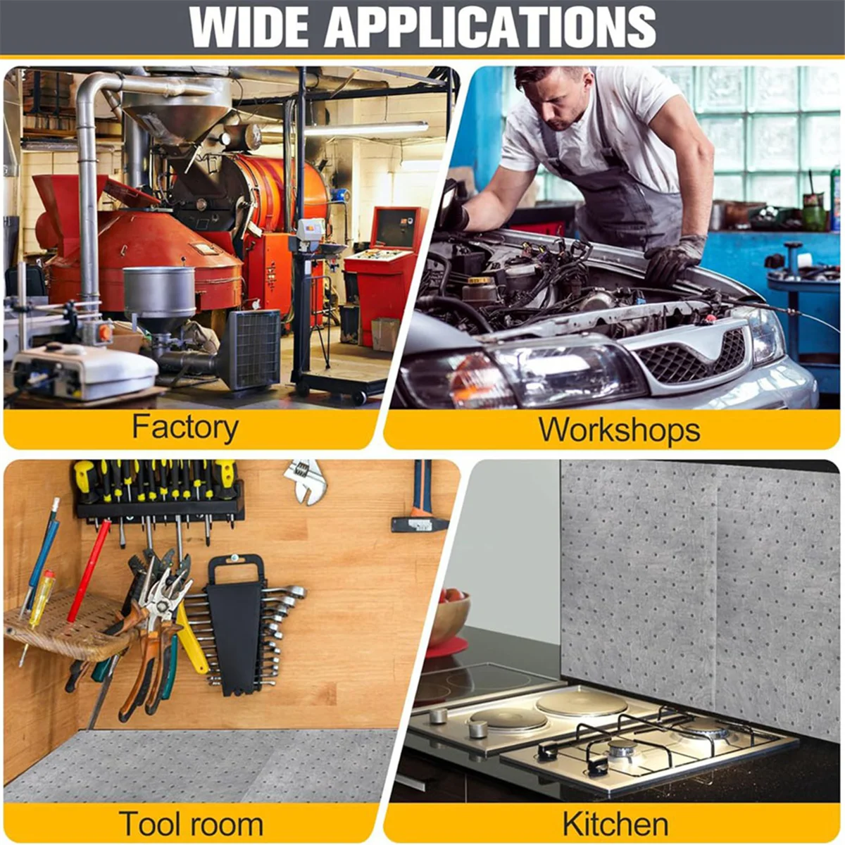 

AA25 50PC Oil Absorbent Pads 13x10inch Meltblown Polypropylene Mats, Hand-Tear Lines for Automotive & Workshop,Spill Control