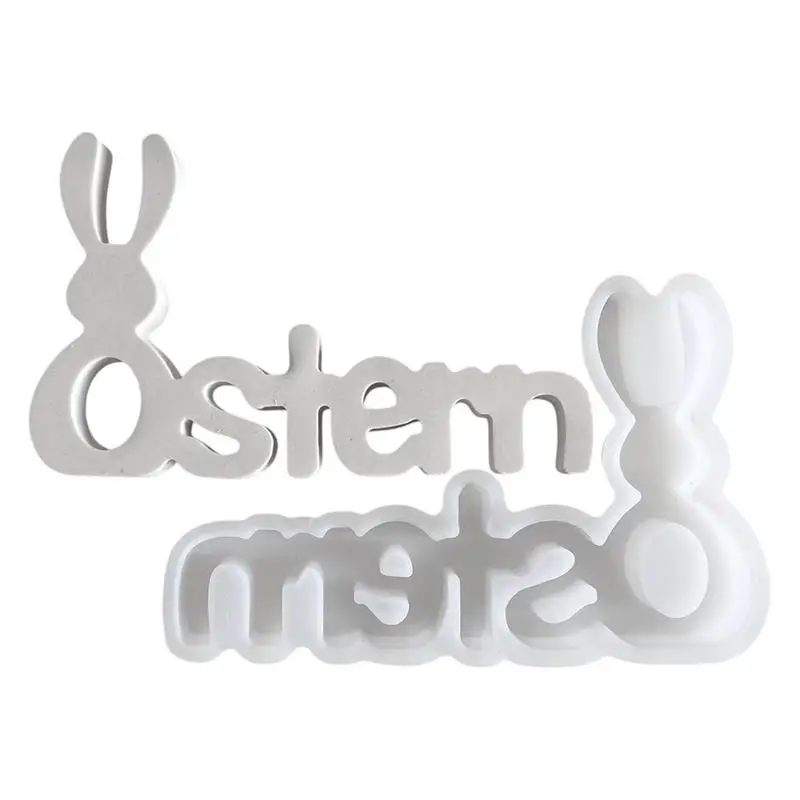 Letter Ostern Silicone Ornaments Mold Easter Rabbit Casting Mold Bunny Spring Decor Easter English Alphabet Plaster Glue Molds