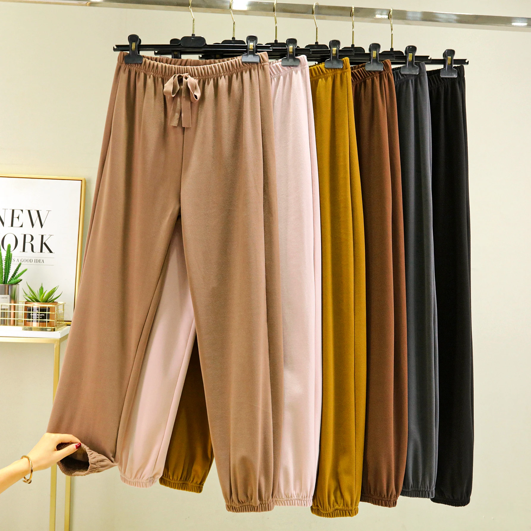 Thiened رقيق Sp السراويل النسائية الخريف الشتاء منخفضة الخصر عارضة المنزل الترفيه السراويل مع شريط مرن السراويل الرياضية #3