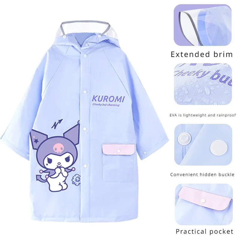 Kawaii Sanrio Kuromi My Melody Hello Kitty Simpatico cartone animato Bambino Impermeabile Studente Poncho All'aperto Prova di acqua Anime Periferico Regalo