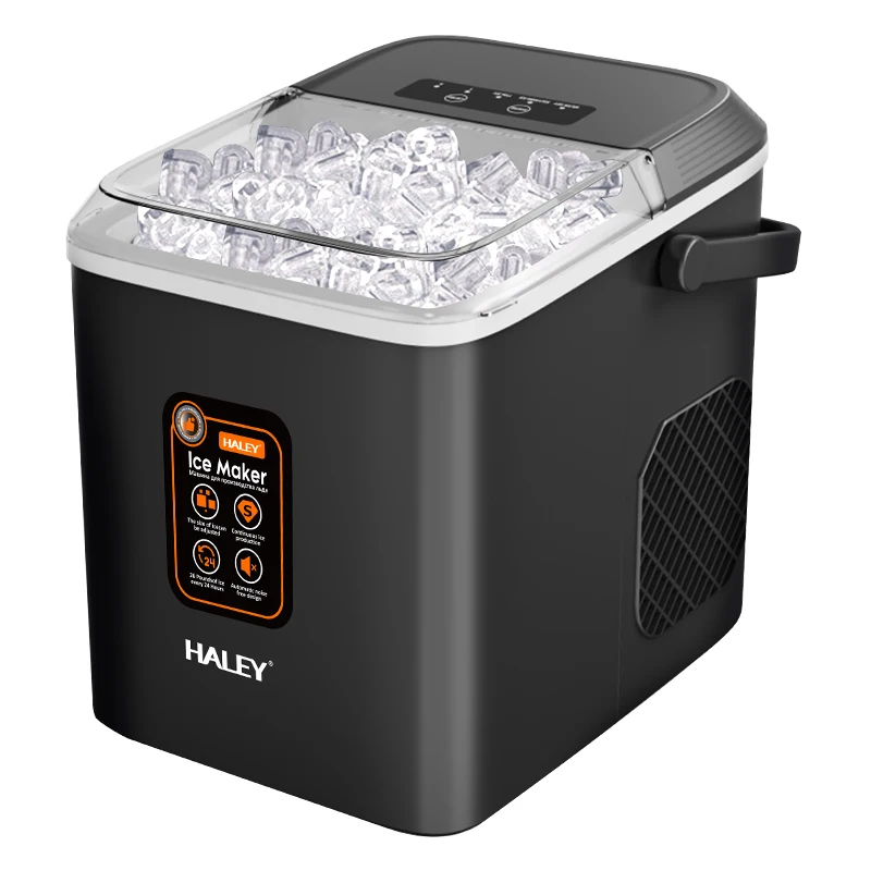 HALEY Electric Ice Maker Vending Machine Countertop 12kg/24h Automatic Cleaning Continuous Ice Function for Home Commercial