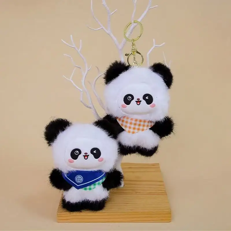 Latest Panda Backpack Pendant Keychain Doll Kawaii Stuffed Plush Toy Handmade Doll Cartoon Anime Cute Holiday Gift Fun Doll
