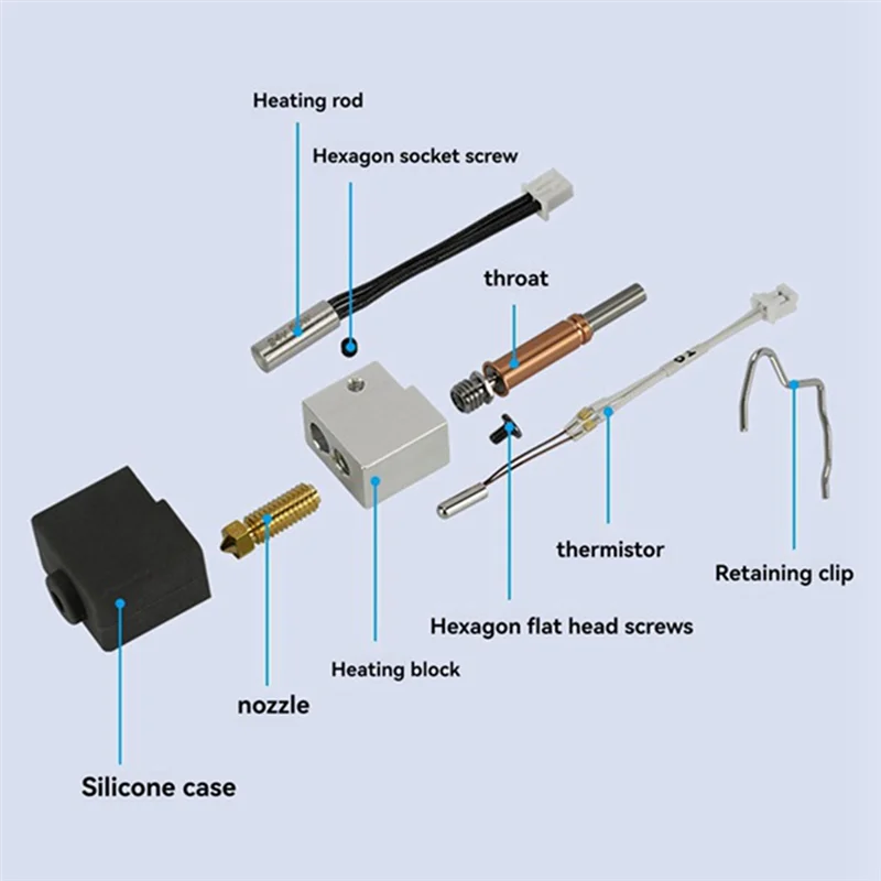 

2 шт., комплект Hot End, 3D-принтер, комплект Hotend, печатающая головка с латунным соплом, замена Hotend для Anycubic Kobra 3