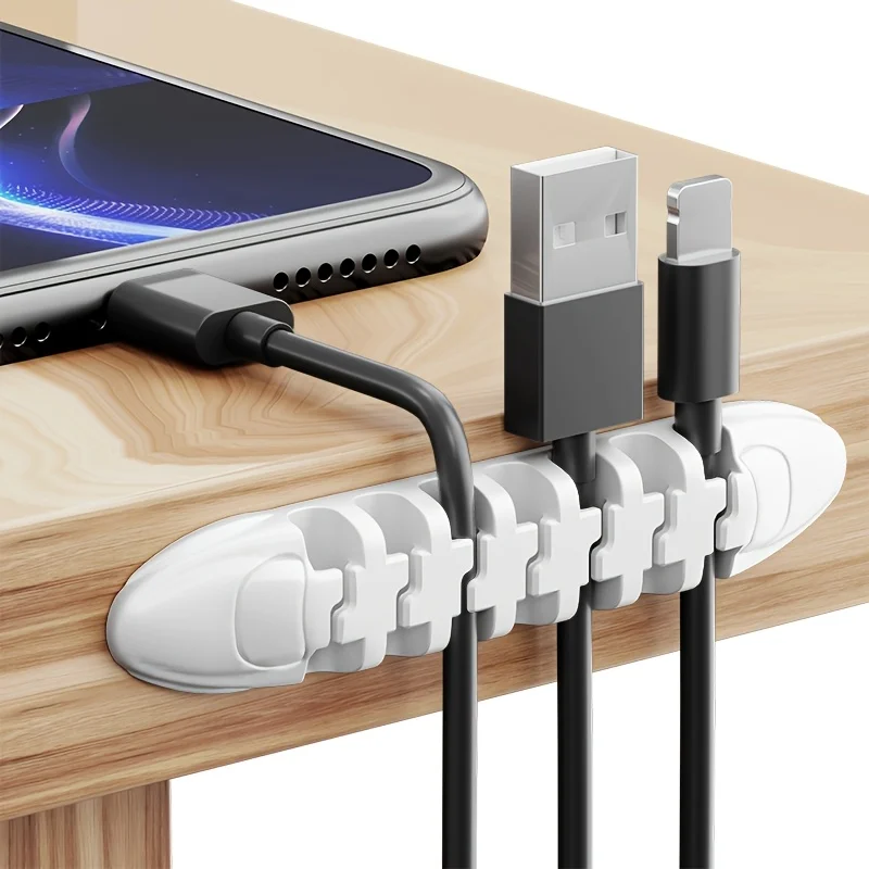 1set Self-Adhesive USB Cable Organiser With Cable Holder Desktop Cable Organiser Cable Winder Data Cable Holder