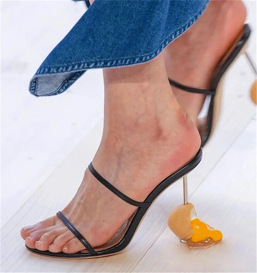 Designer Egg Heel Women Slippers High Heel Dress Pumps Ladies Sexy Slides Designer Gladiator Sandals Summer Shoes Woman Stiletto