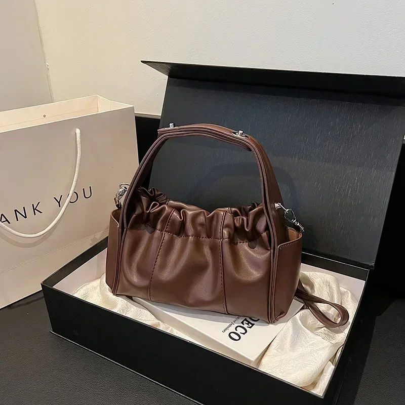 طراز فني قديم! حقيبة دلو أنيقة ذات ثنيات 2025 - حقيبة نسائية كورية كلاسيكية جديدة، محمولة باليد وغير رسمية، كتف ممتاز/كروس #1