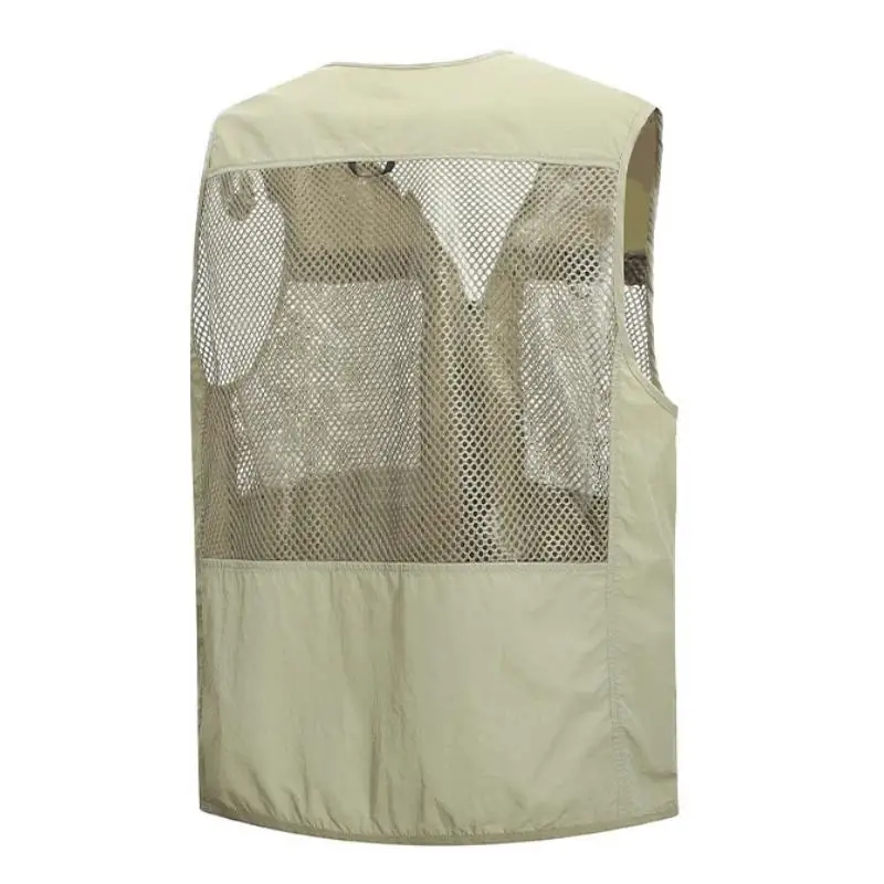 Men's Vest Outdoor Mesh Lightweight Casual Multi Pocket Professional Photography Mountaineering Vest Personalized Print LOGO