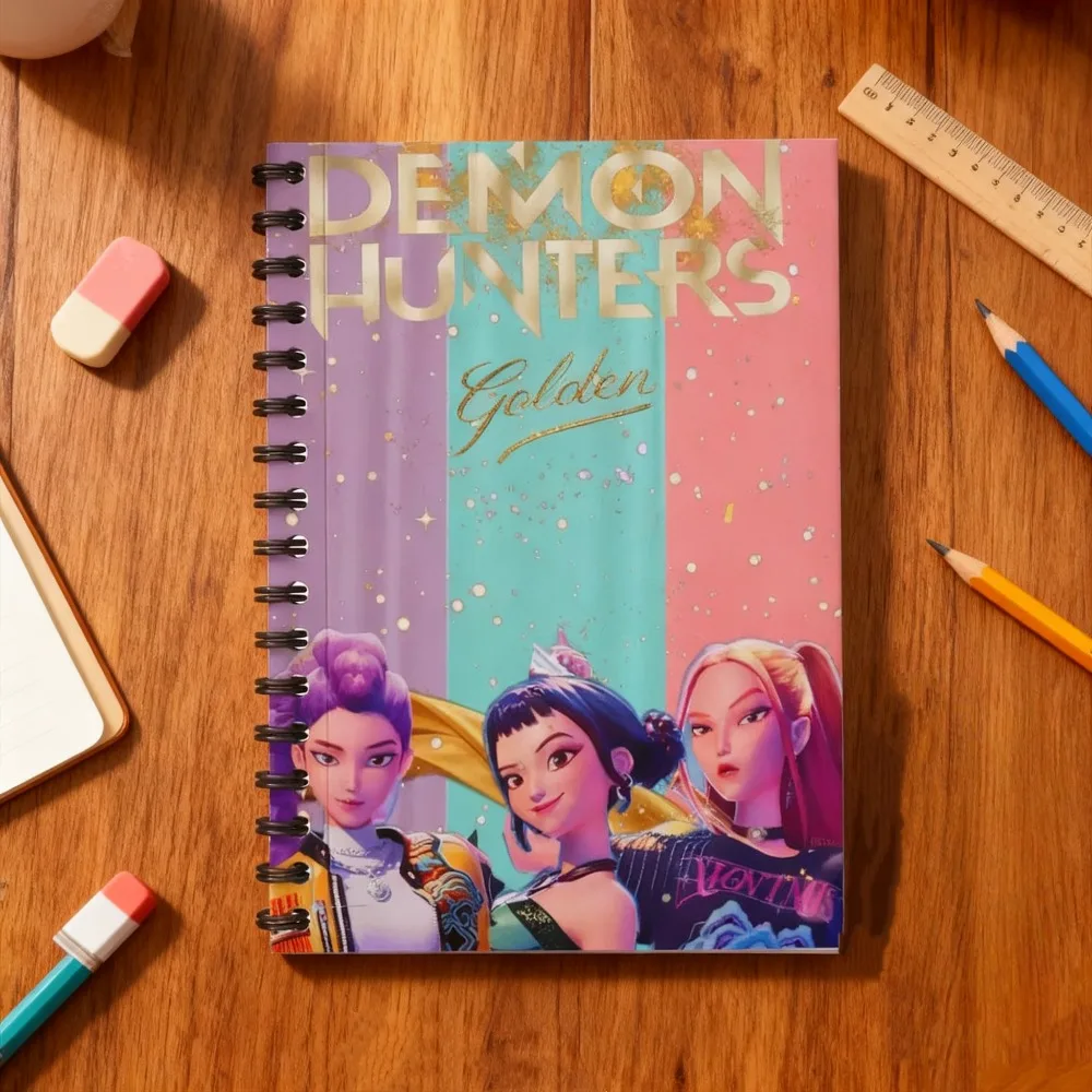 

K-pops Demons Hunters Anime Kawaii Notebook Student Hand Account Sticker Message Book Children Diary Book Paintbook Message Book