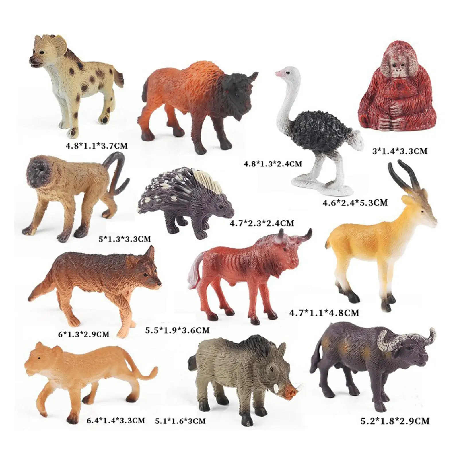 Conjunto de modelos de animales africanos para pastel, adornos para fiestas, recuerdos preescolares, 12 piezas