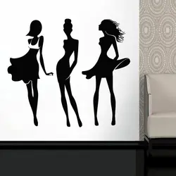 Set of 3 Fashion Lady Design Vinyl Sticker Wall Art Murals for Clothing Boutique Window Decoration Self Adhesive Murals FS26