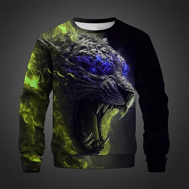 3d Print Men's Animal Tiger Sweatshirt Tops Loose Oversized Pullover Round Neck Long Sleeve Hoodies For Men Women Kids Tracksuit