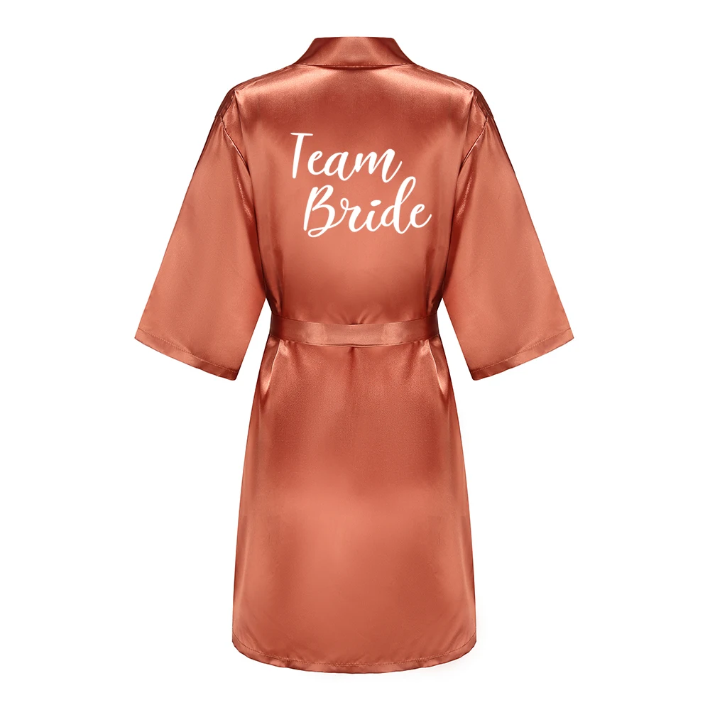 Caramel Bathrobe Bride Satin-Silk Robe Women Bridal Party Sister Team Mother Shower Gift Bridesmaid Wedding Short Robes JH5668