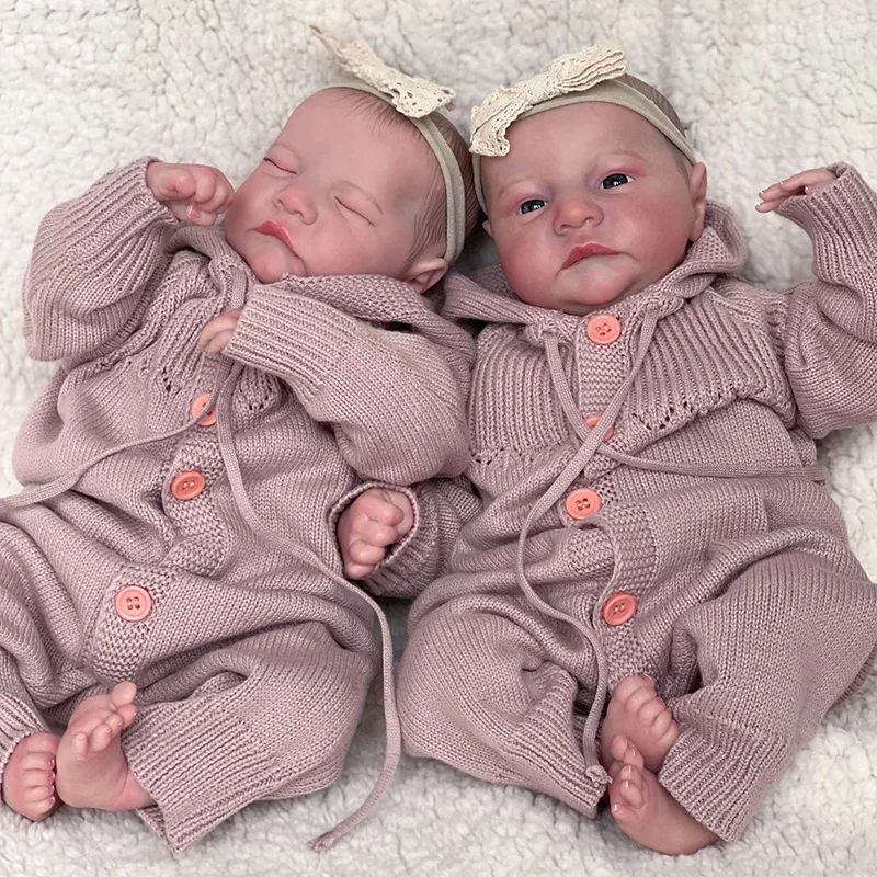 19inch Levi Twins Awake & Sleeping Already Painted Finished Reborn Baby Doll Newborn Baby Doll 3D Skin Visible Veins