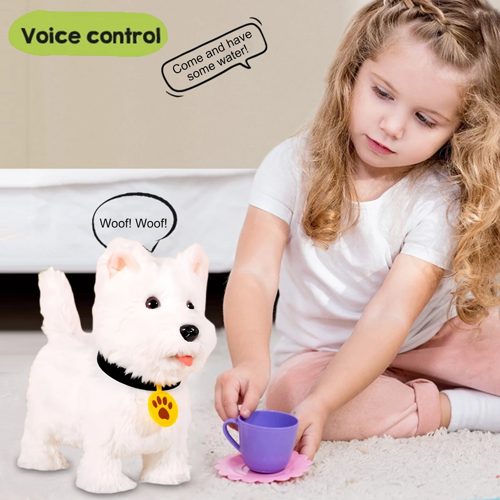 かわいいリアルなインタラクティブな子犬ペット犬のおもちゃ、歩く、吠える、尻尾を振るロボット犬のおもちゃ、3歳以上の男の子と女の子へのプレゼント