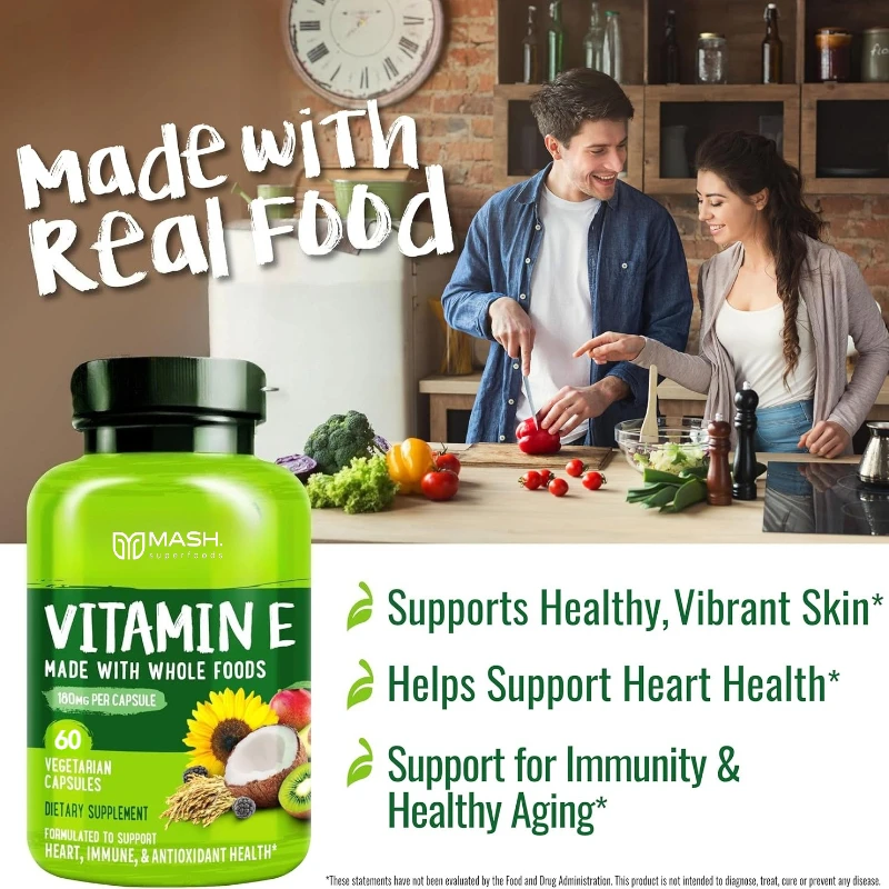 Purevia فيتامين E - مكمل غذائي طبيعي مضاد للأكسدة، البشرة، دعم الجهاز المناعي، خالي من الغلوتين، نباتي #5