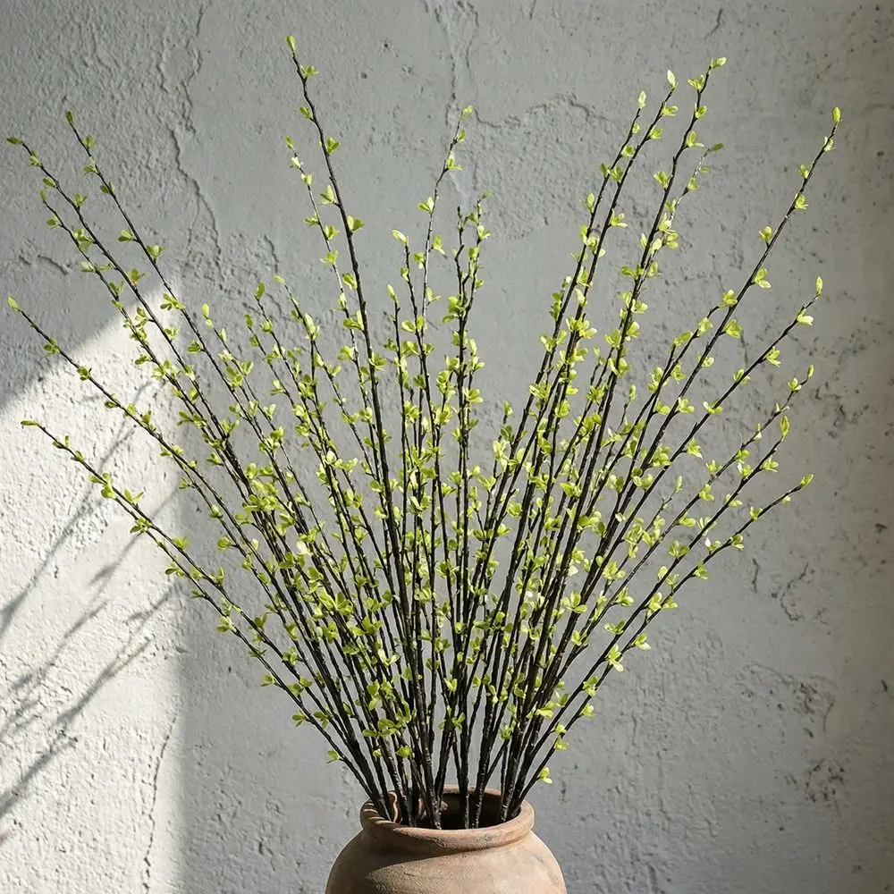 

Long Stems Artificial Plum Branches Floating Branch Fake Leaves Simulation Green Plant Real Touch Willow Plum Branch Hotel Decor