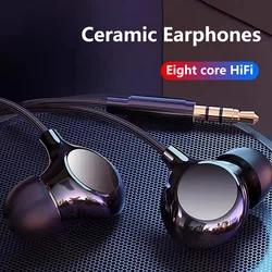 Ceramic  Wired Headphones Mic Wired Control Headphones Type-C 3.5mm HiFi Stereo Surround Sound Noise Canceling Music Headphones