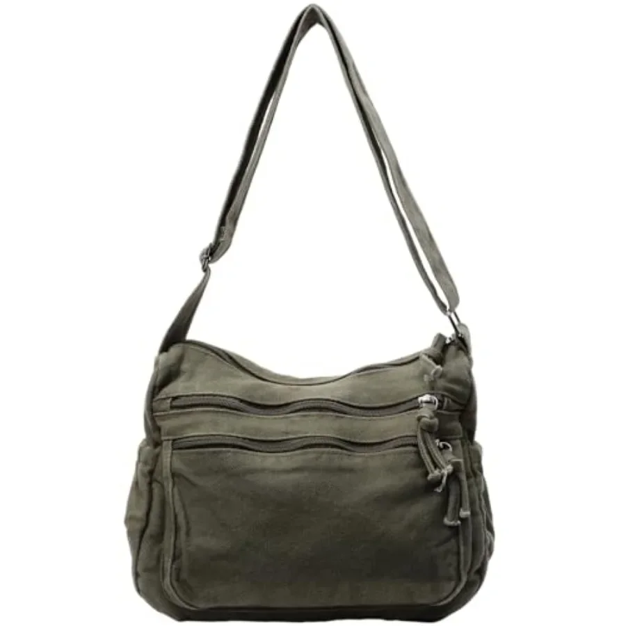 

Canvas Crossbody Bags for Women Men Tote Shoulder Purses with Zipper Pockets Women's Messenger Handbags Purse
