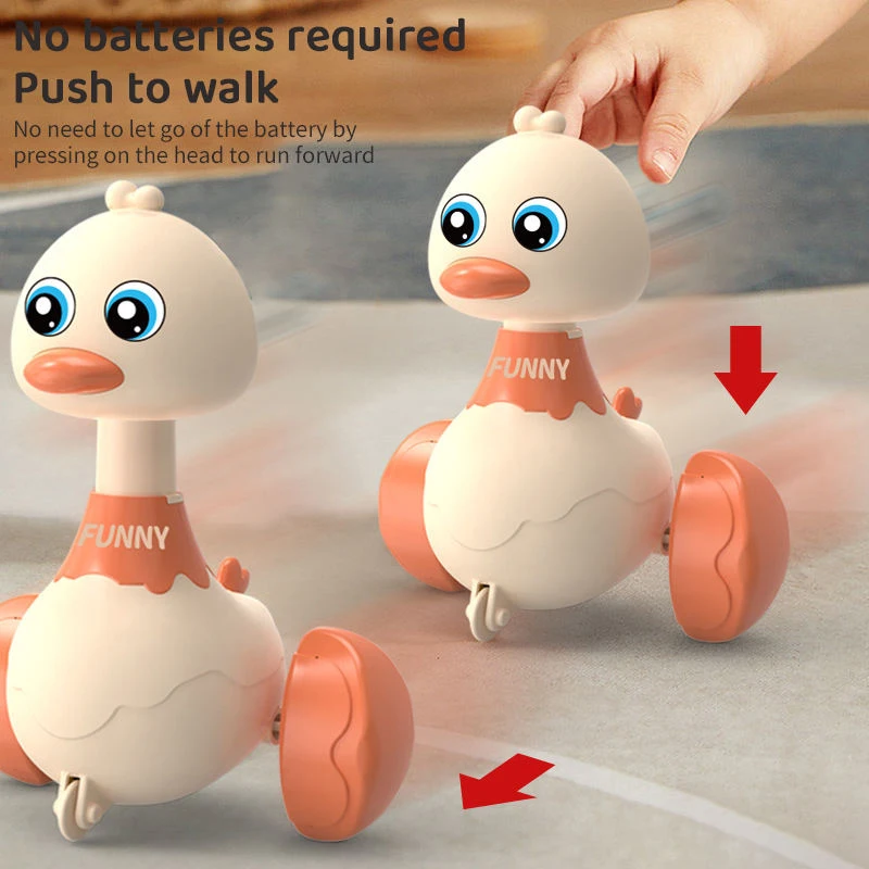 Press and Go Cute Duck Car Educational Toys for Boys & Girls Pull Back Cars Baby Toys for Toddlers Cartoon Learning To Crawl Toy