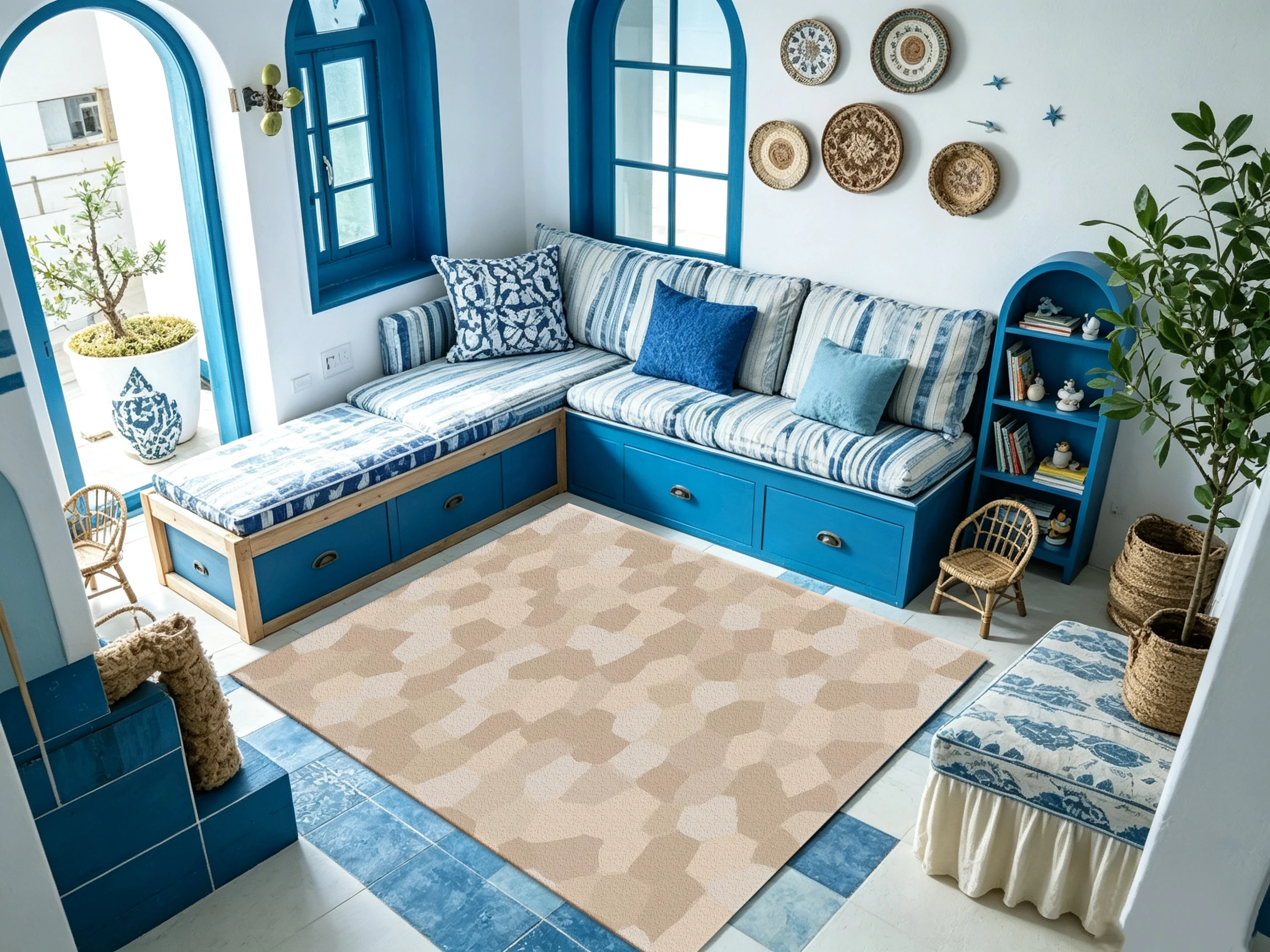 Neutral Mosaic Stone Pattern Carpet Floor Modern Home Decor Carpet Suitable for Indoor Living Spaces Bedroom Decoration