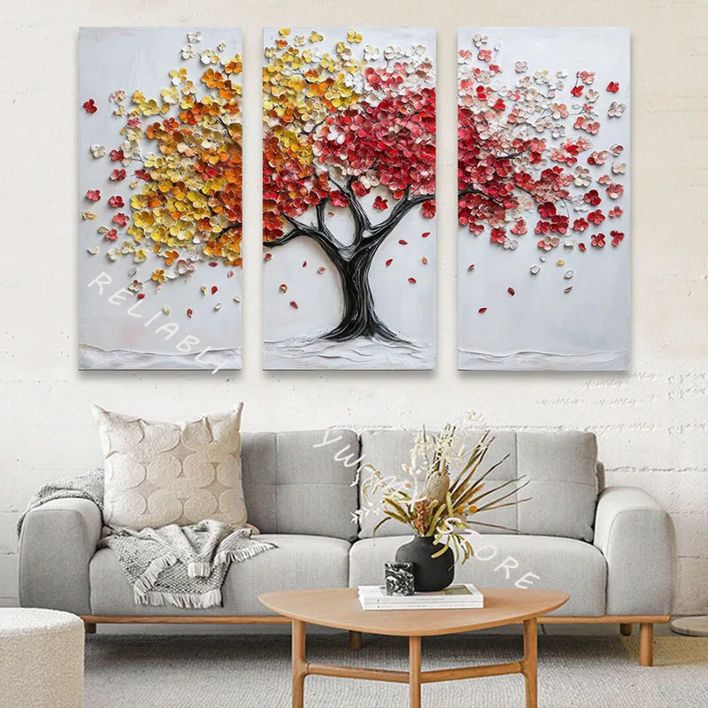 Colorful Tree Oil Painting Poster and Prints ,Nordic Style, Wall Art, Canvas Painting For Living Room Home Decor No Frame