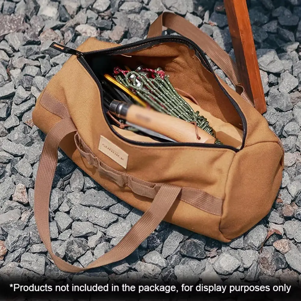 Large Capacity Tent Peg Storage Bag Double Thick Layers Cylinder Shape Camping Tools Storage Bag Easy Carry Design Lightweight