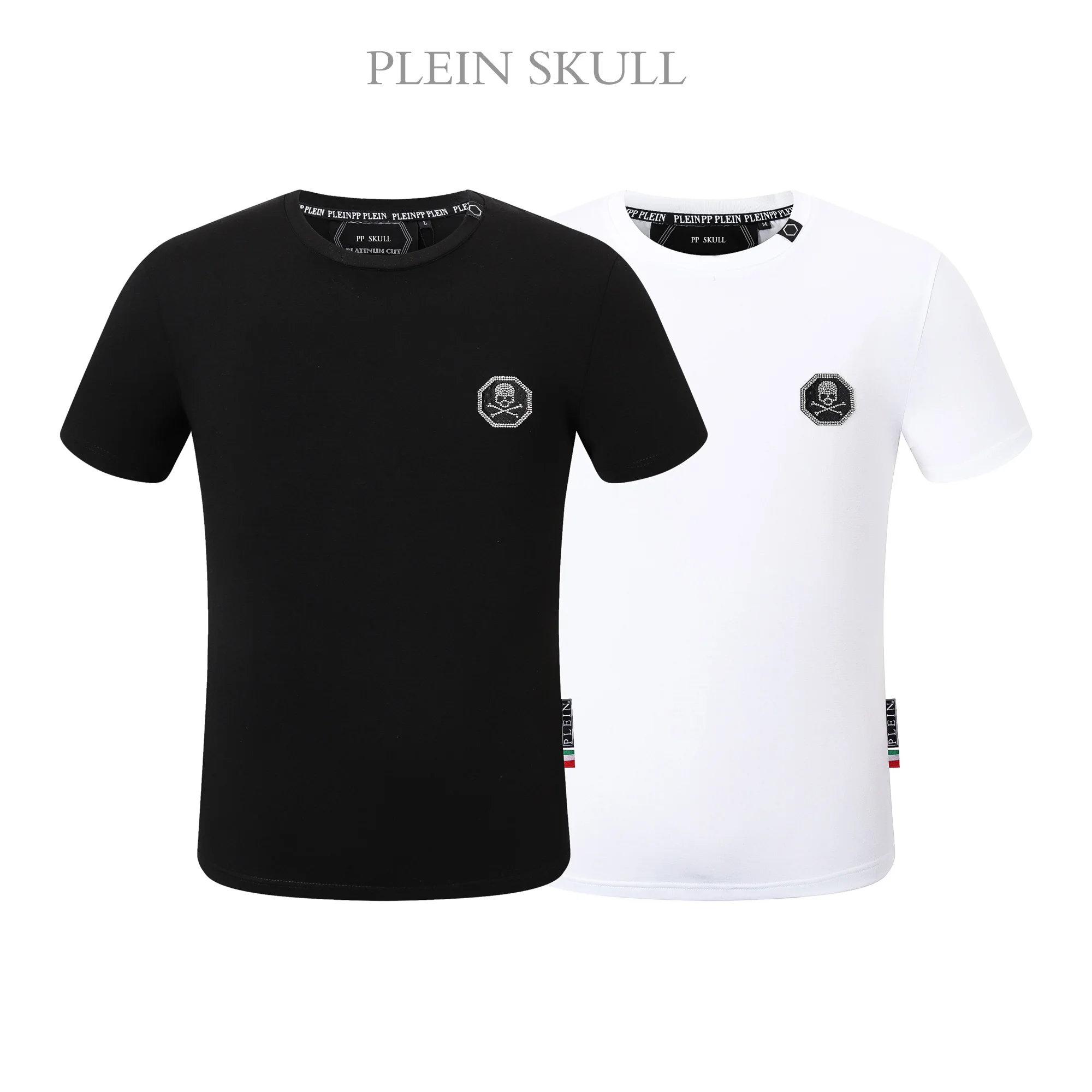 Plein Skull New Trendy Men's Cotton T-shirt Classic Summer Breathable Casual Short Sleeve Daily Outdoor Round Neck Sports Top