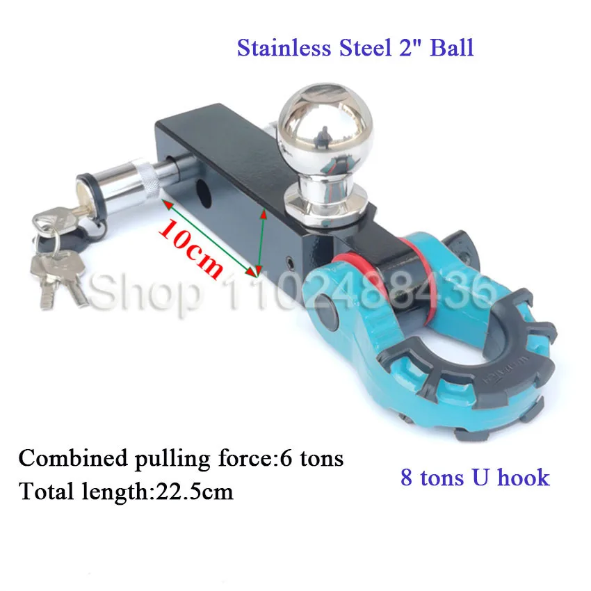 Solid Trailer Arm With Shackle And Hitch Ball Hook Square Mouth Traction Towing Hauling Recovery Kits