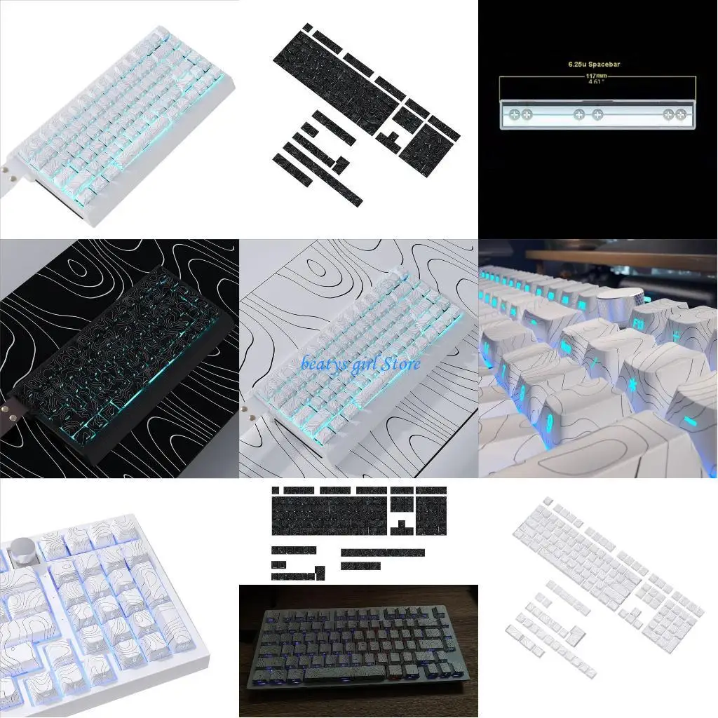 

C7AB 136PCS Line Carved Keycaps Side Engraves For Mechanical Keyboard Upgrades for Gamers and Typists