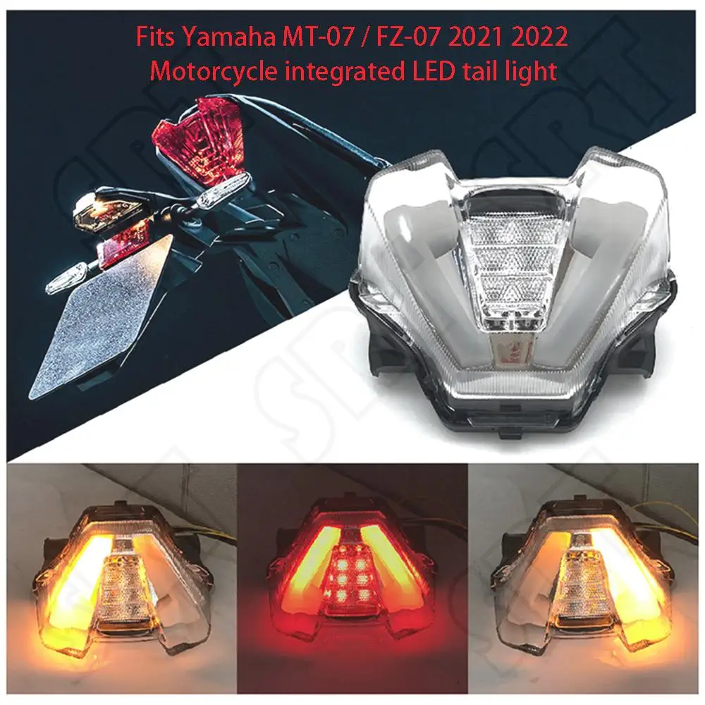 

Fits for Yamaha MT 07 MT07 ABS MT-07 FZ07 FZ-07 2021-2024 Motorcycle Taillight Rear Brake Turn Signal Integrated LED Tail Light