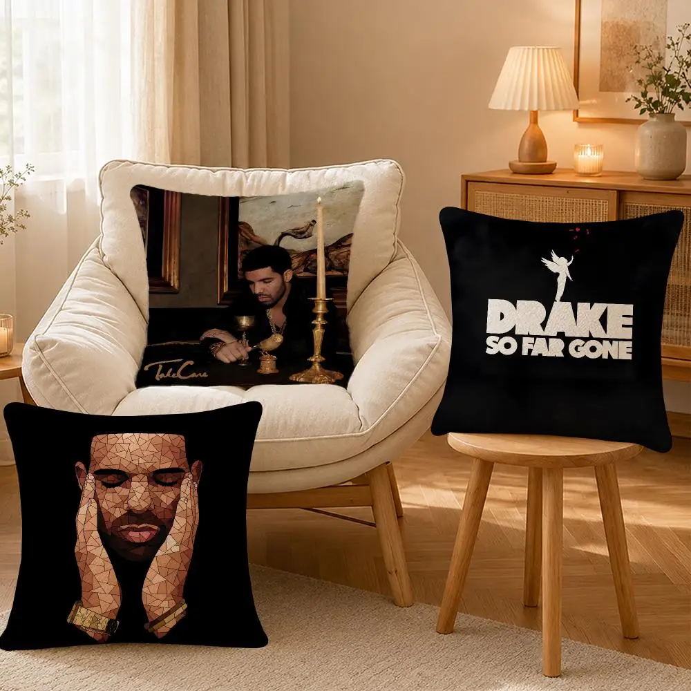Rapper Drake Hip Hop Music Cushion Cover Personalized Short Plush Cushion Cover Sofa Pillowcase Bedroom Home Decor Gift